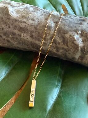 💛 “Be Kind …of a Badass” Sliding Bar Pendant & Necklace